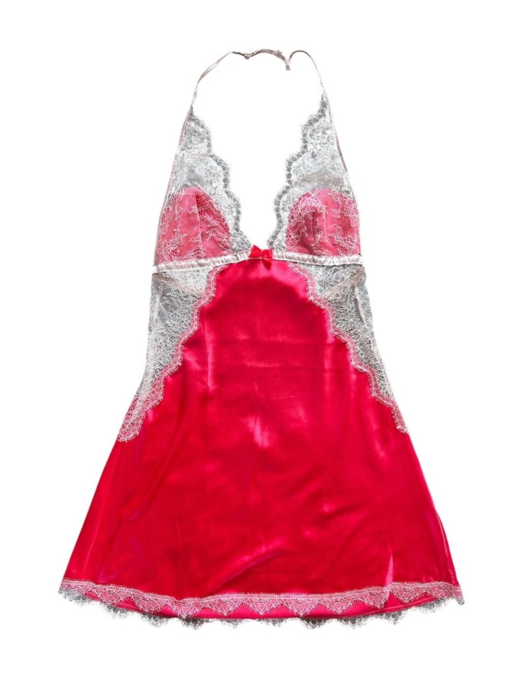 Victoria's Secret Nightgown Womens Small Pink Lace Babydoll Halter Lingerie
